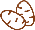 Das stilisierte Icon von 2 Kartoffeln.